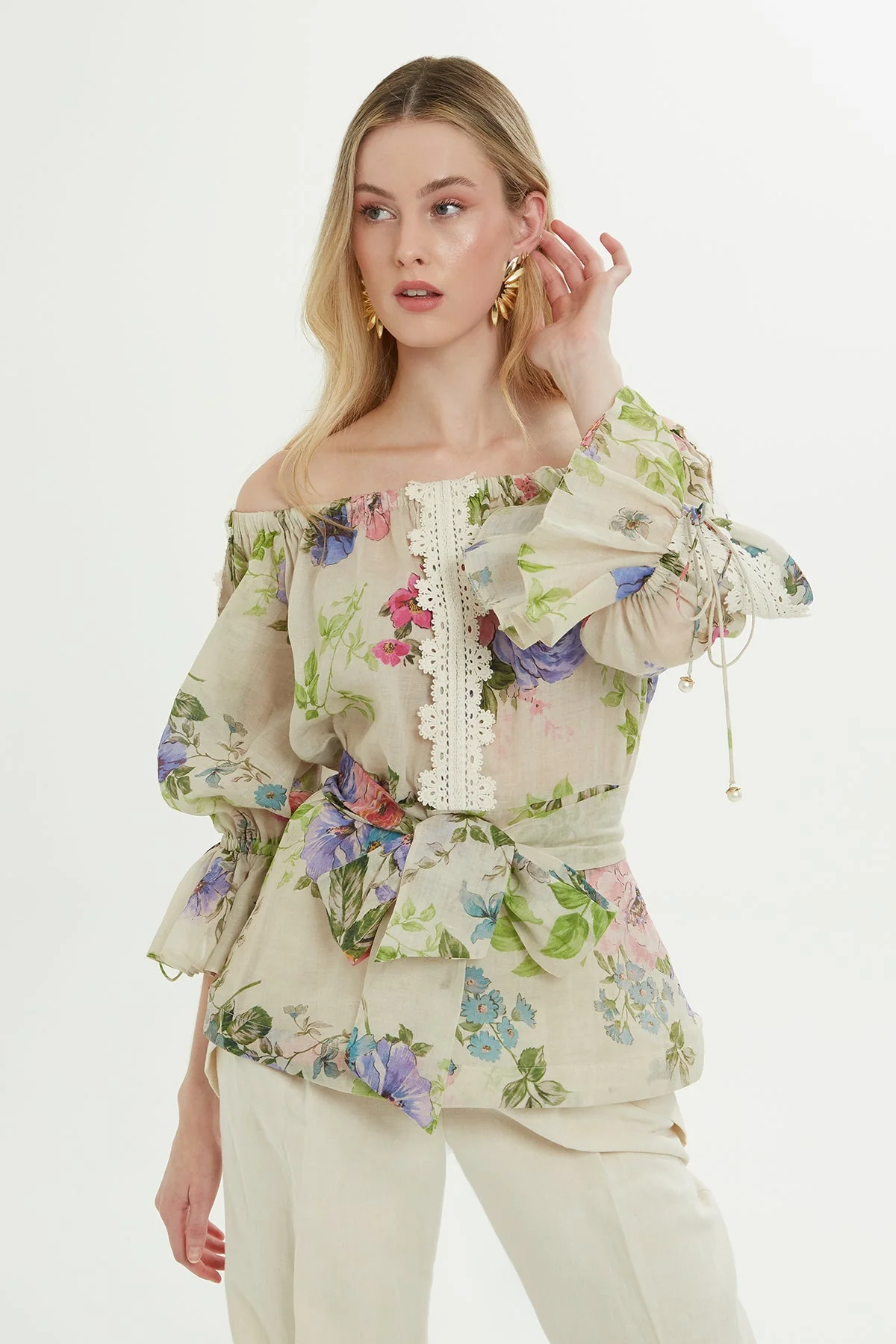 Patterned Off-Shoulder Blouse - Image 2