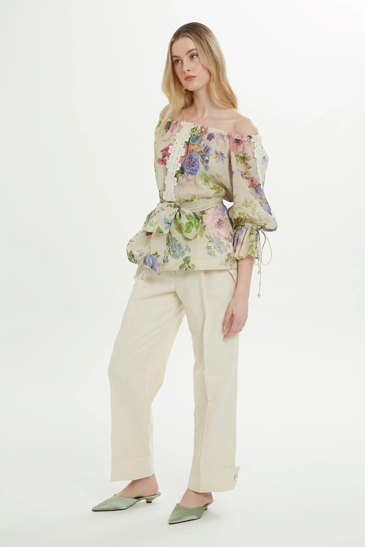 Patterned Off-Shoulder Blouse - Image 3