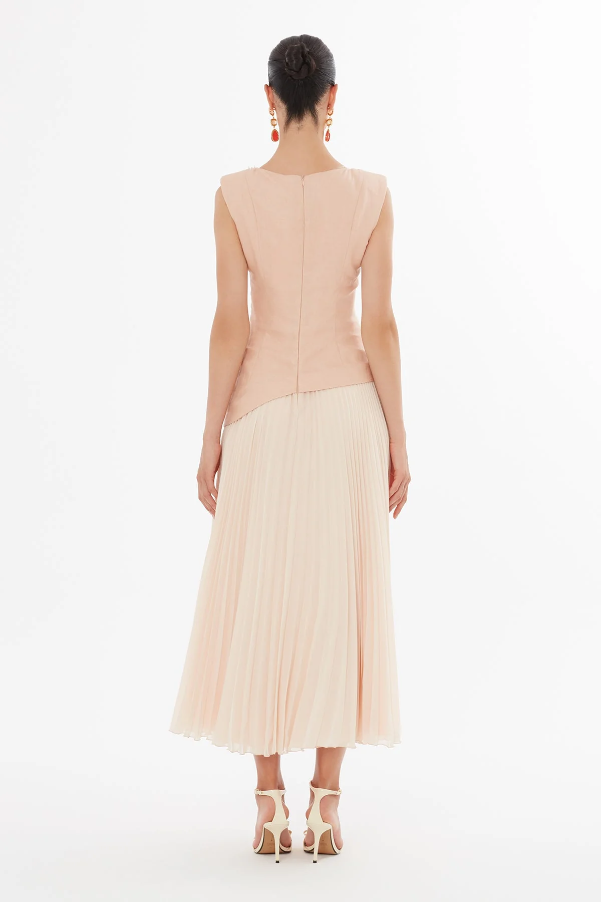 Pink Asymmetric Beaded Dress - Image 4