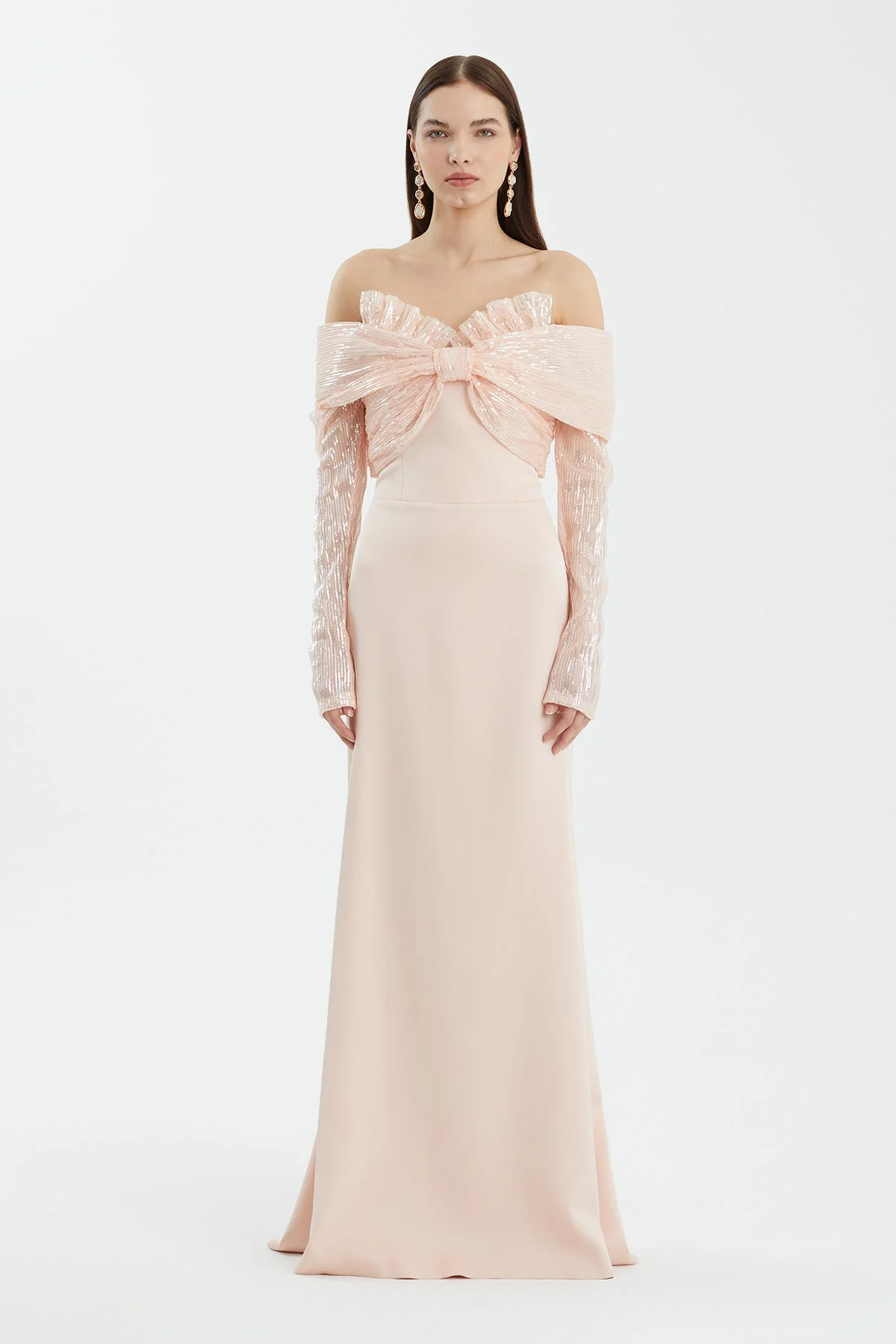 Pink Boat Neck Evening Dress - Image 2