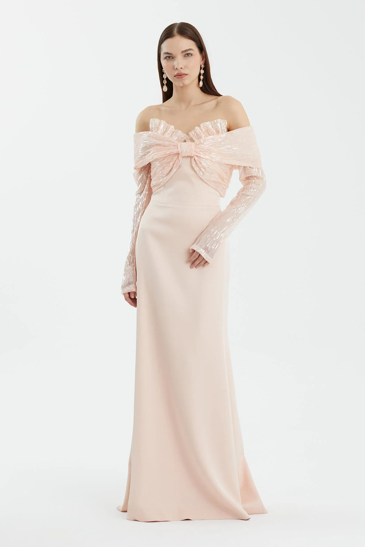 Pink Boat Neck Evening Dress - Image 3