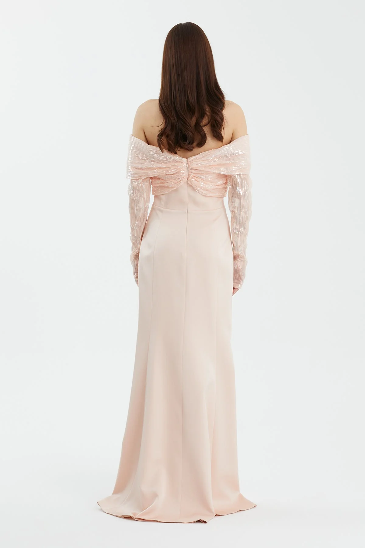 Pink Boat Neck Evening Dress - Image 4