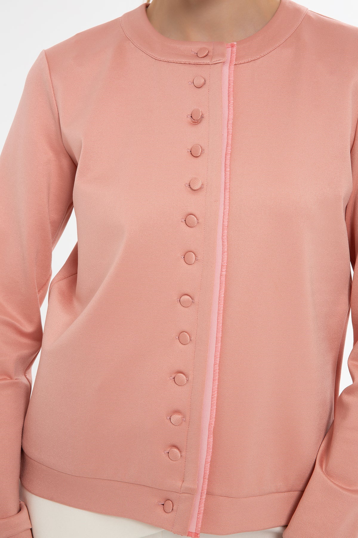 Pink Button Detail Cardigan - Image 2