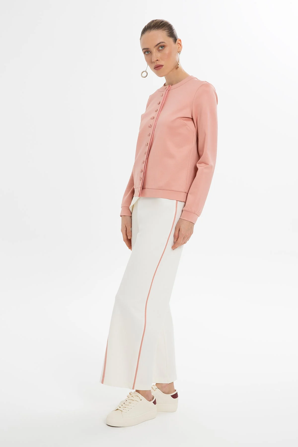 Pink Button Detail Cardigan - Image 3