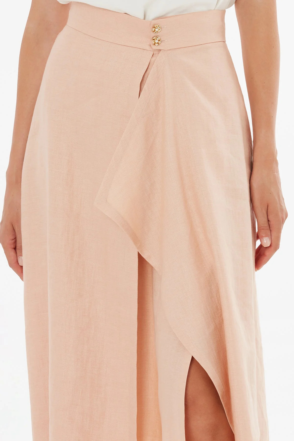 Pink Button Front Flared Skirt - Image 2
