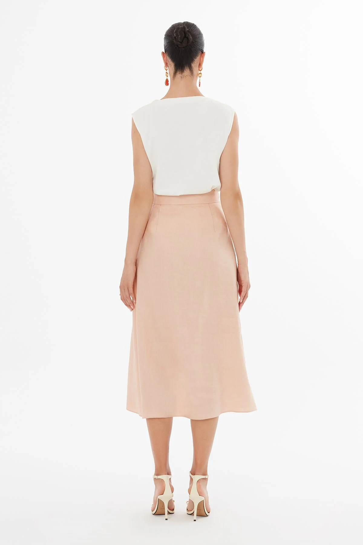 Pink Button Front Flared Skirt - Image 4
