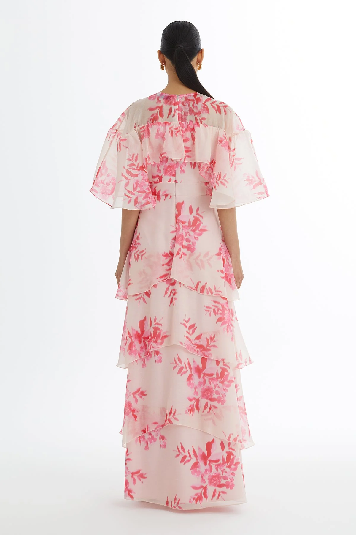 Pink Embroidered Patterned Ruffle Dress - Image 4