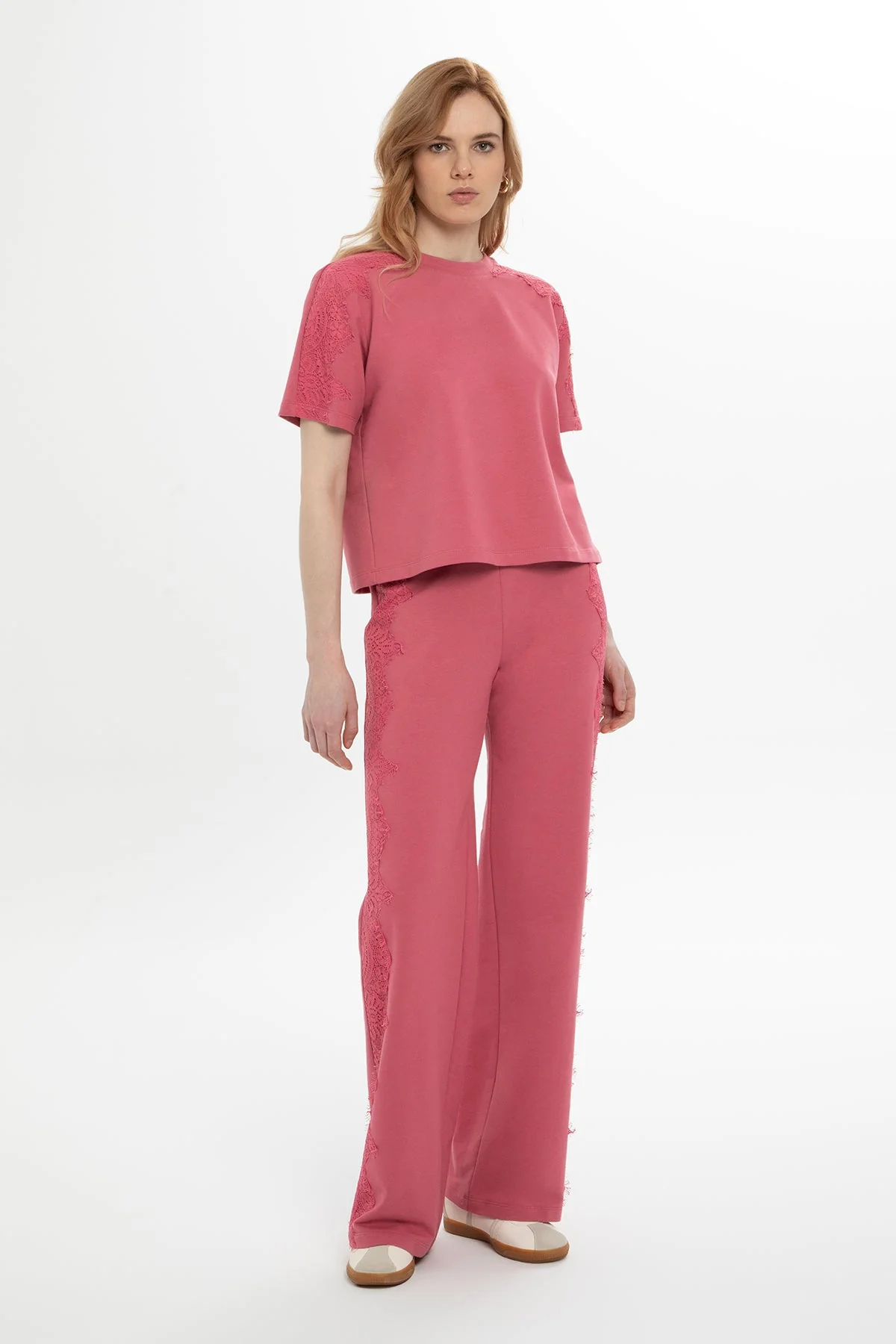 Pink Lace-Detail Tracksuit