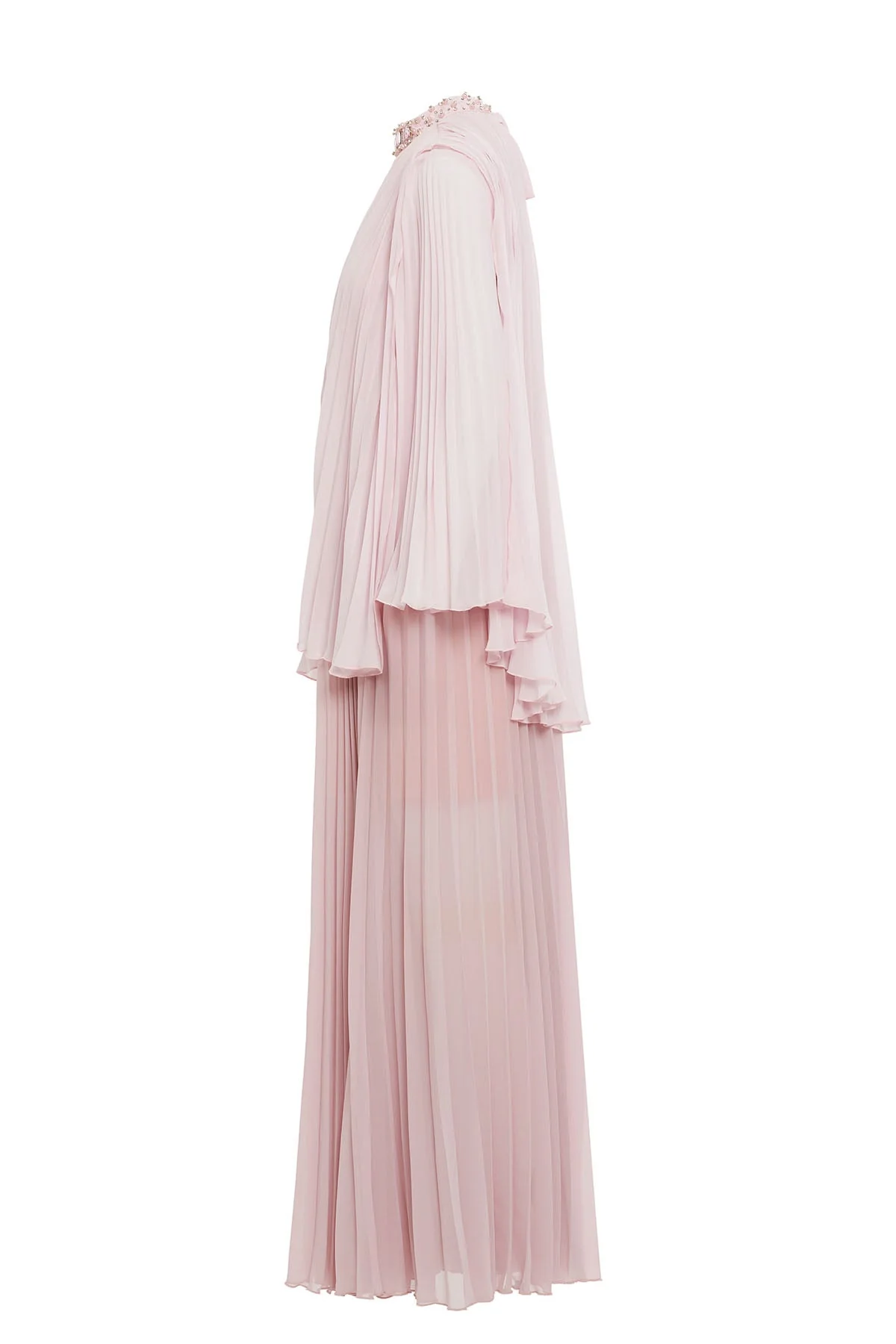 Pink Maxi Dress with Cape Detail - Image 3