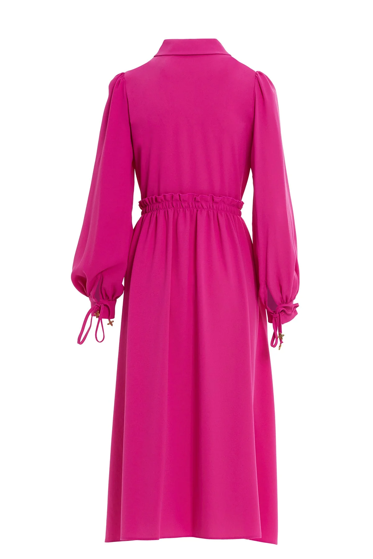 Pink Midi Dress with Gathered Waist - Image 3