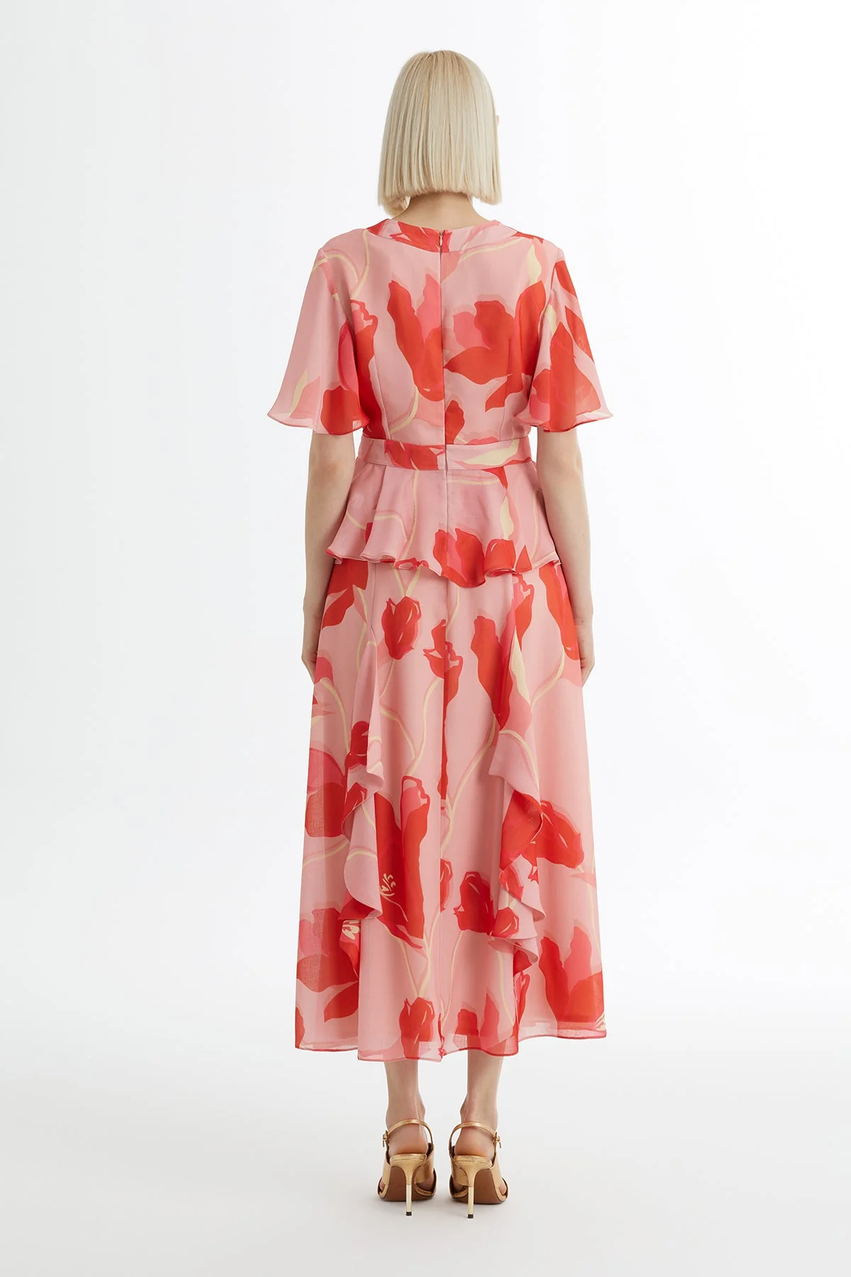 Pink Patterned Blouse Ruffle Skirt Set - Image 4