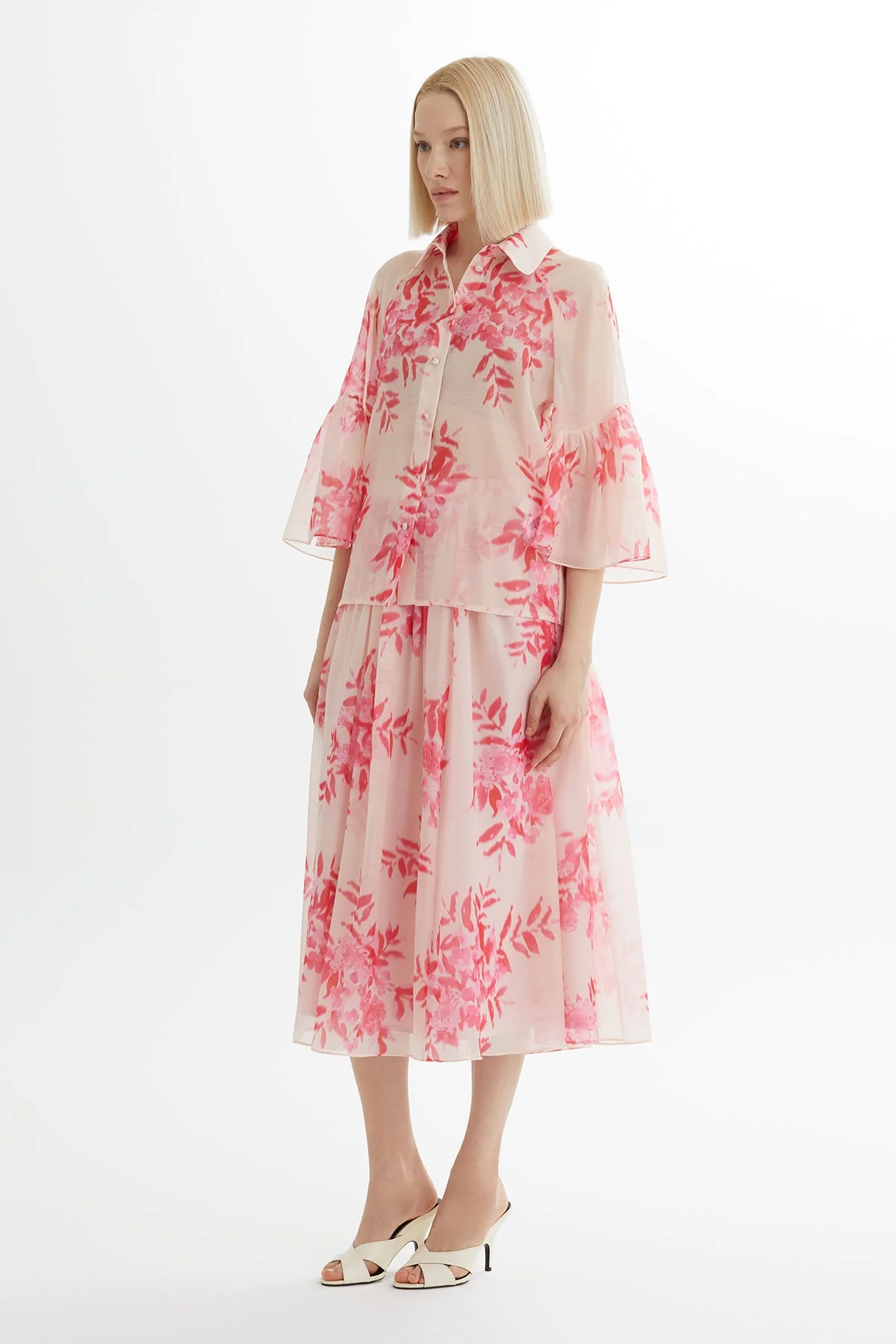 Pink Patterned Shirt and Skirt Set - Image 4
