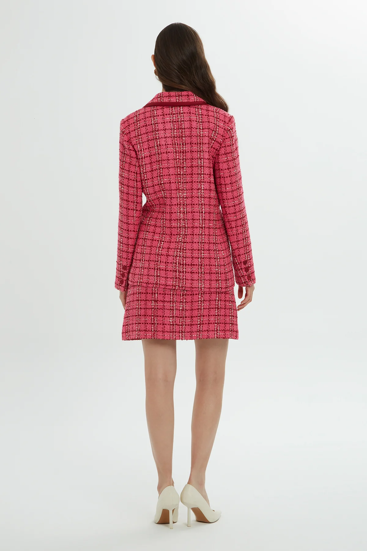 Pink Plaid Jacket and Skirt Set - Image 4