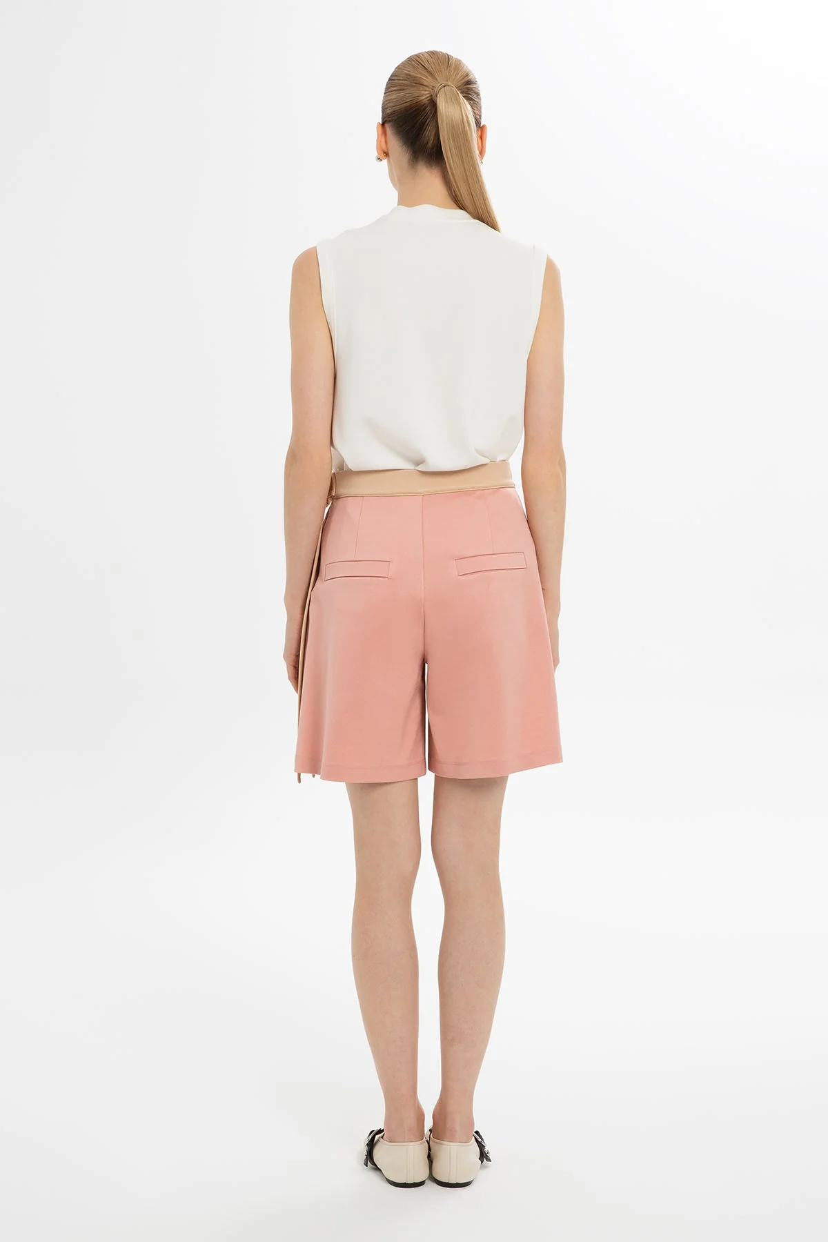 Pink Pleated Front Shorts - Image 3