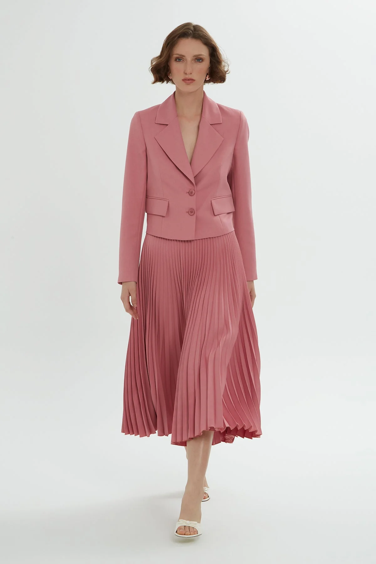 Pink Pleated Skirt Set