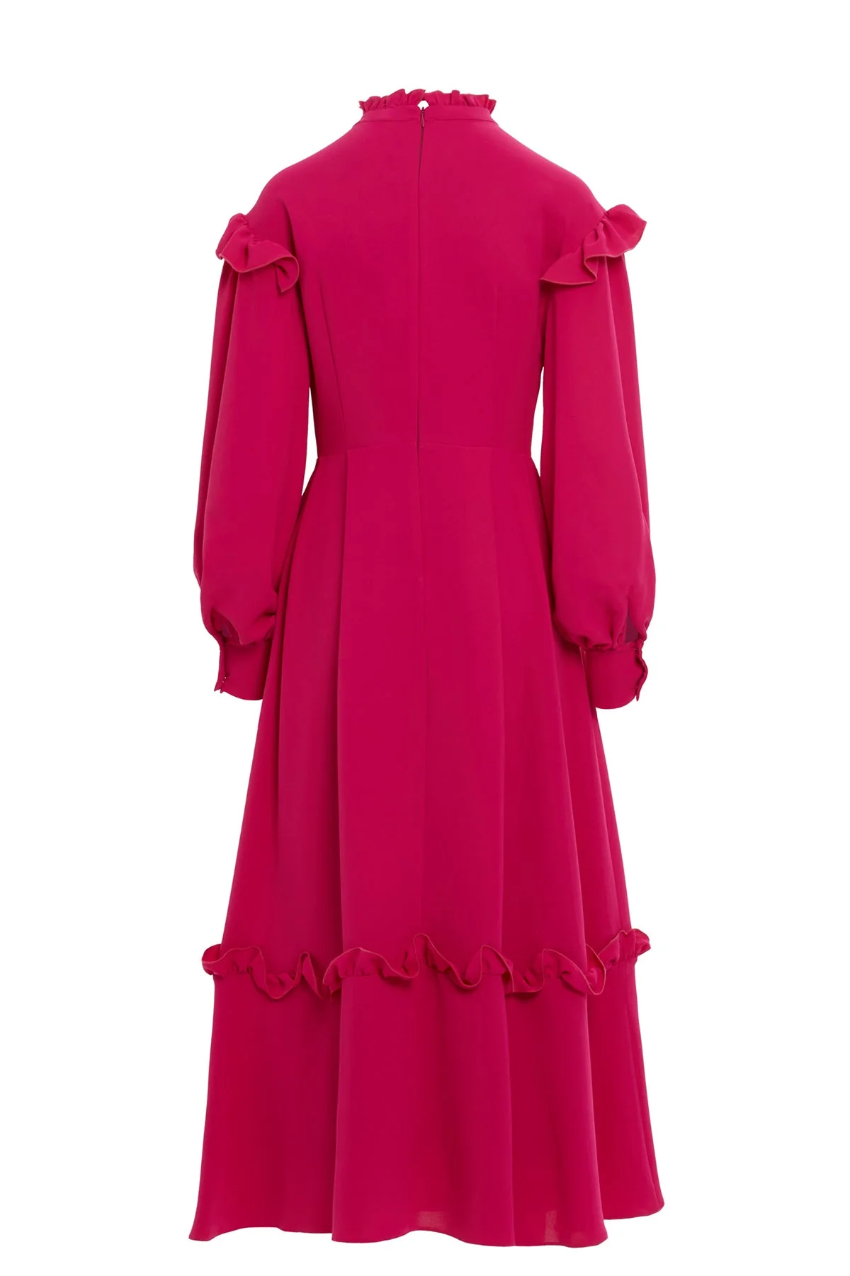 Pink Ruffle-Detail Midi Dress - Image 4
