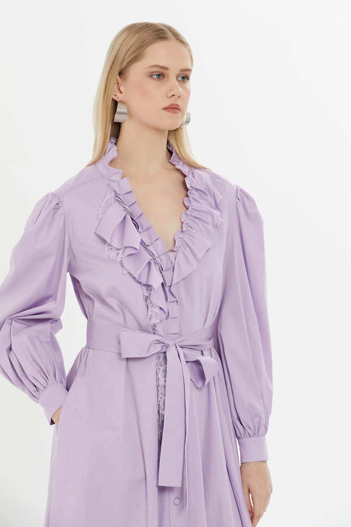 Pink Ruffled Midi Dress - Image 3