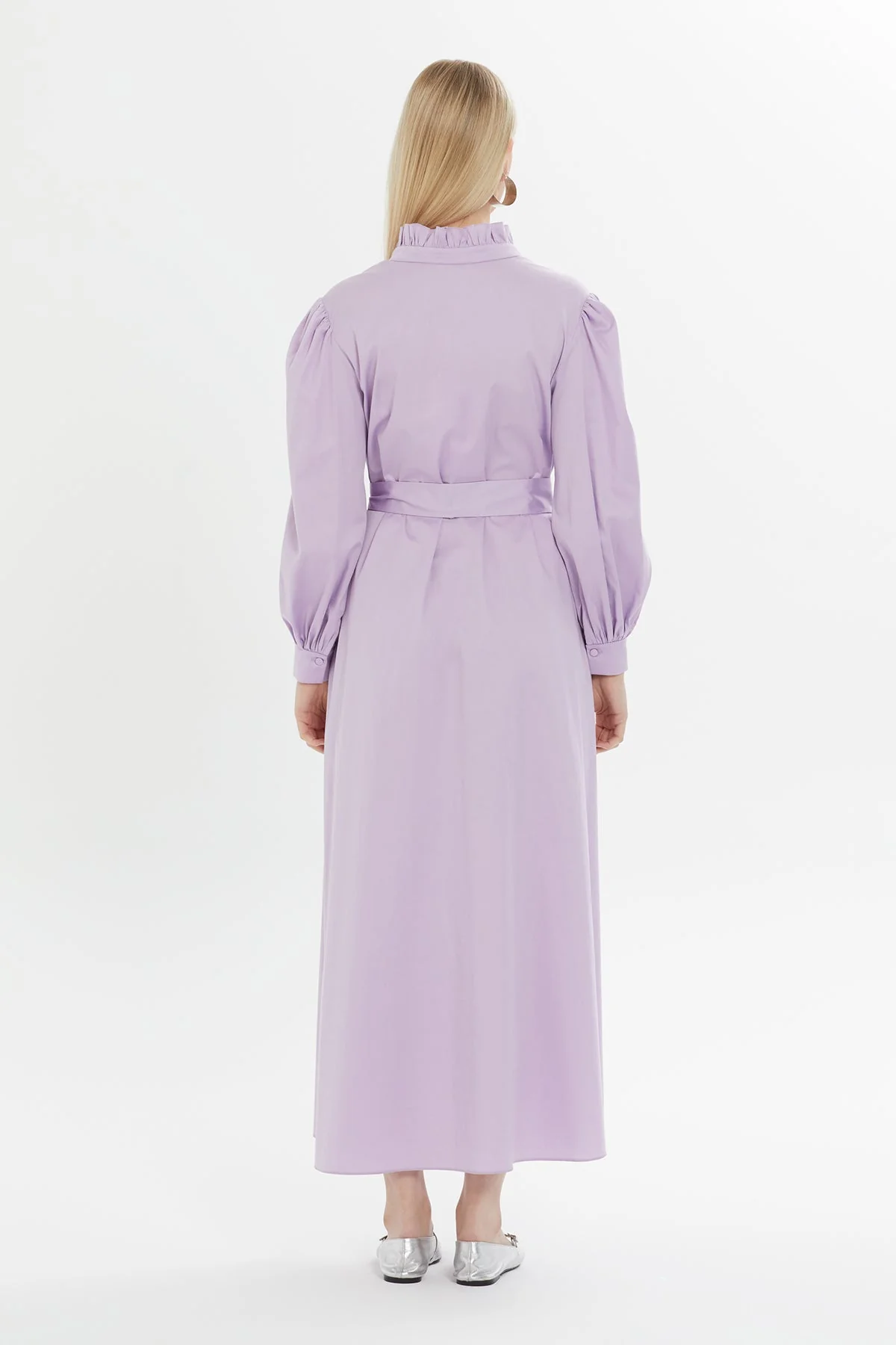 Pink Ruffled Midi Dress - Image 4