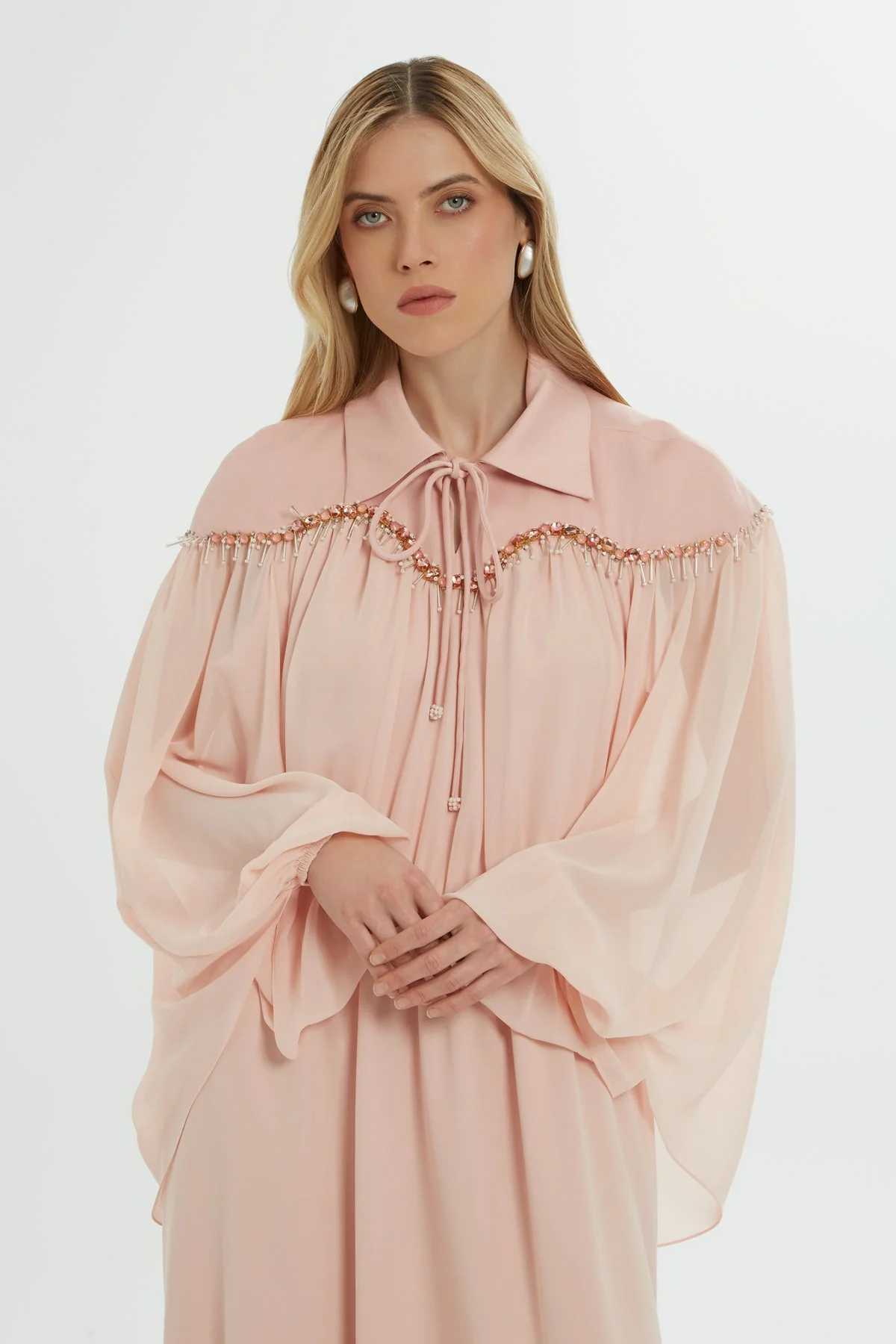 Pink Stone-Embellished Long Dress - Image 2