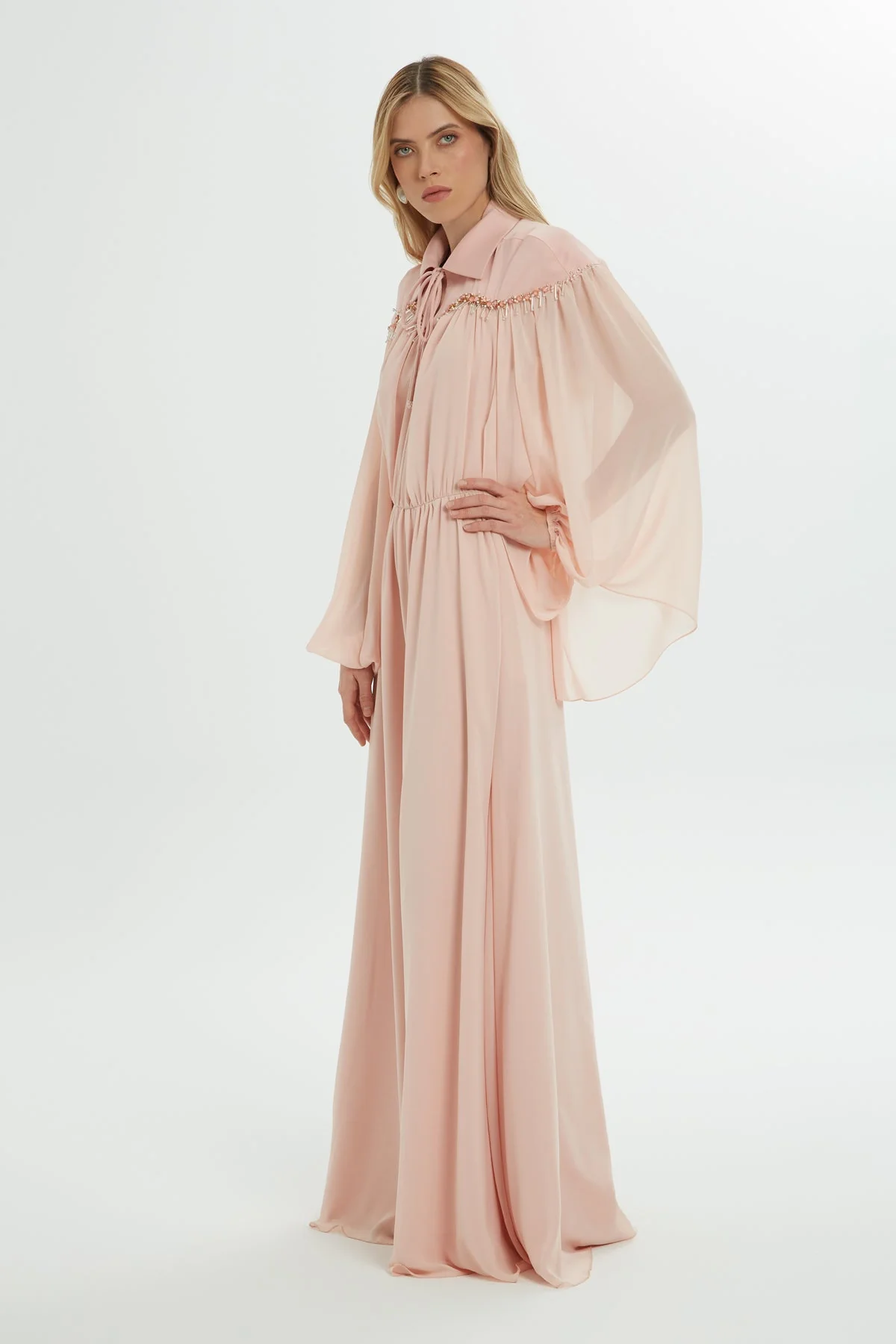 Pink Stone-Embellished Long Dress - Image 3