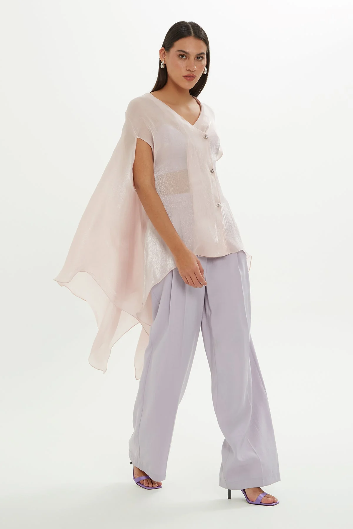 Pink Transparent Shiny Blouse - Image 2