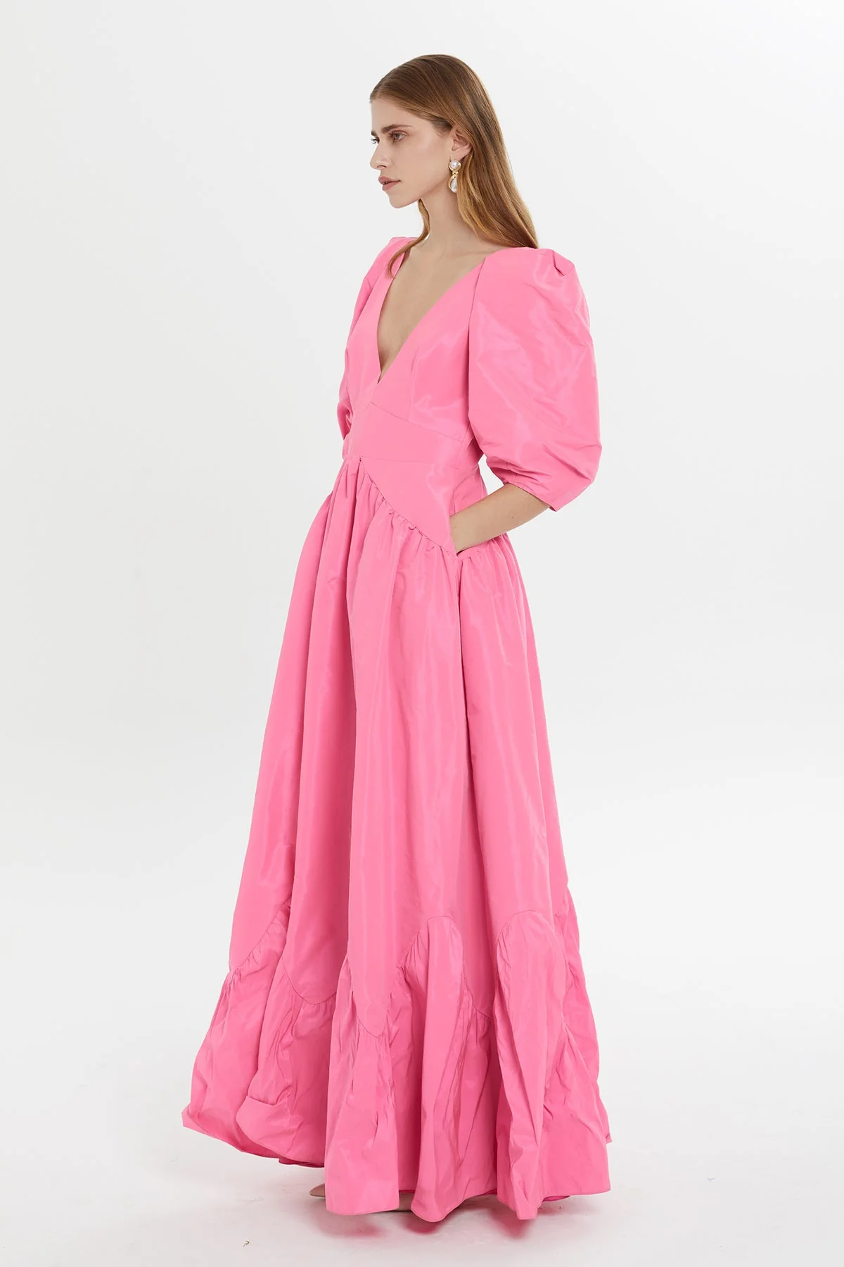 Pink V-Neck Maxi Dress - Image 2