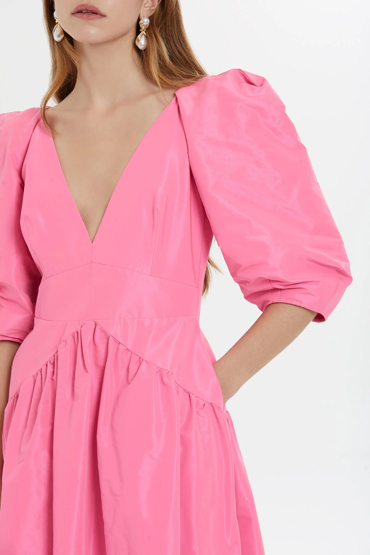 Pink V-Neck Maxi Dress - Image 3