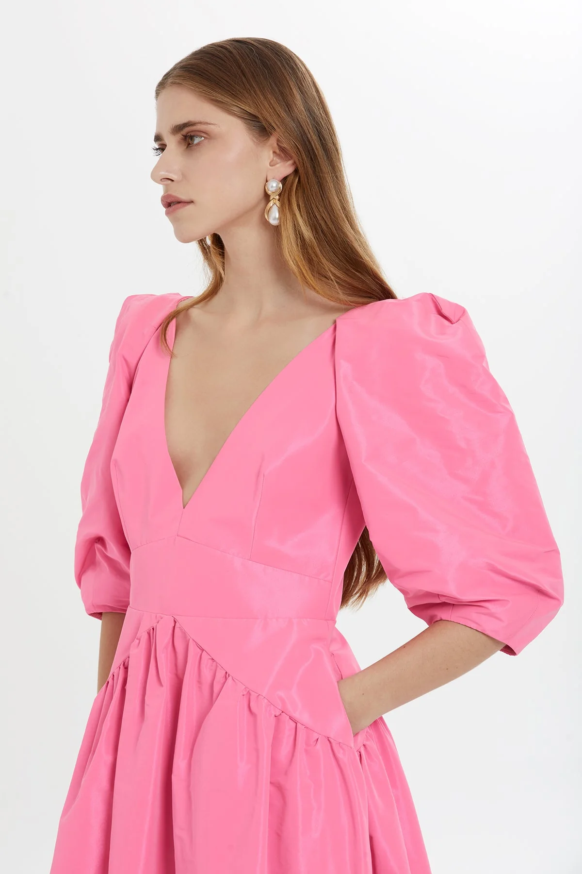 Pink V-Neck Maxi Dress - Image 4