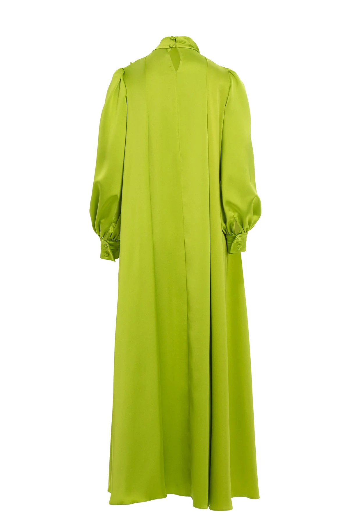 Pistachio Green Embroidered-Collar Bow-Detail Maxi Dress - Image 3