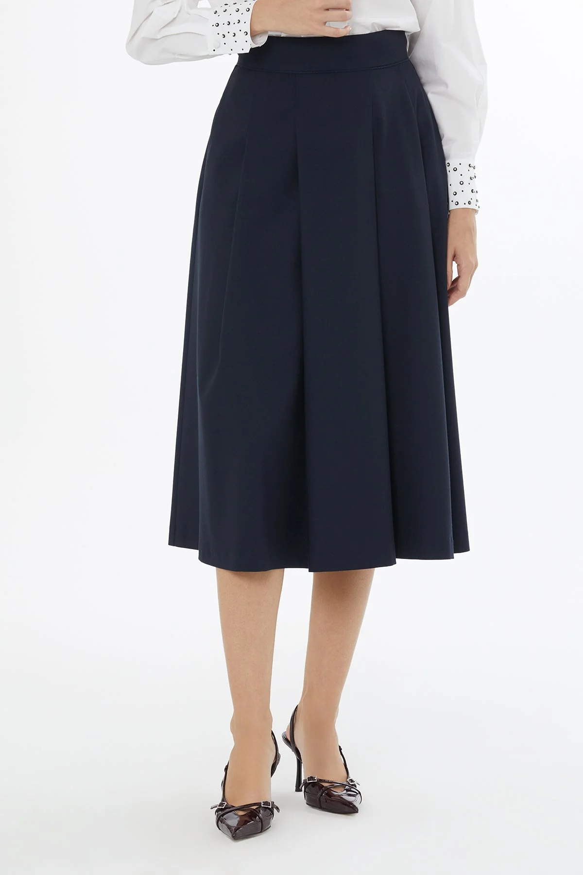 Pleated Skirt with Back Center Hidden Zipper - Image 2