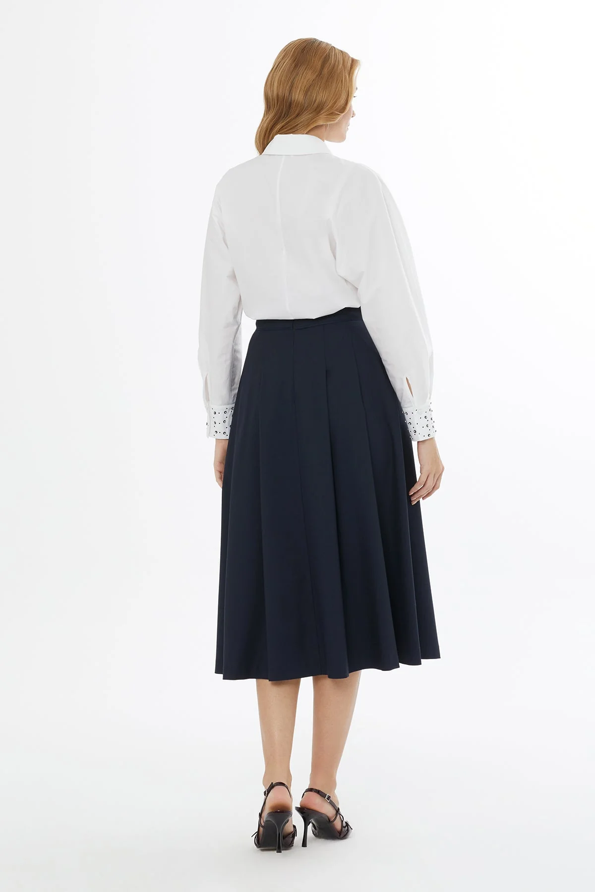 Pleated Skirt with Back Center Hidden Zipper - Image 4