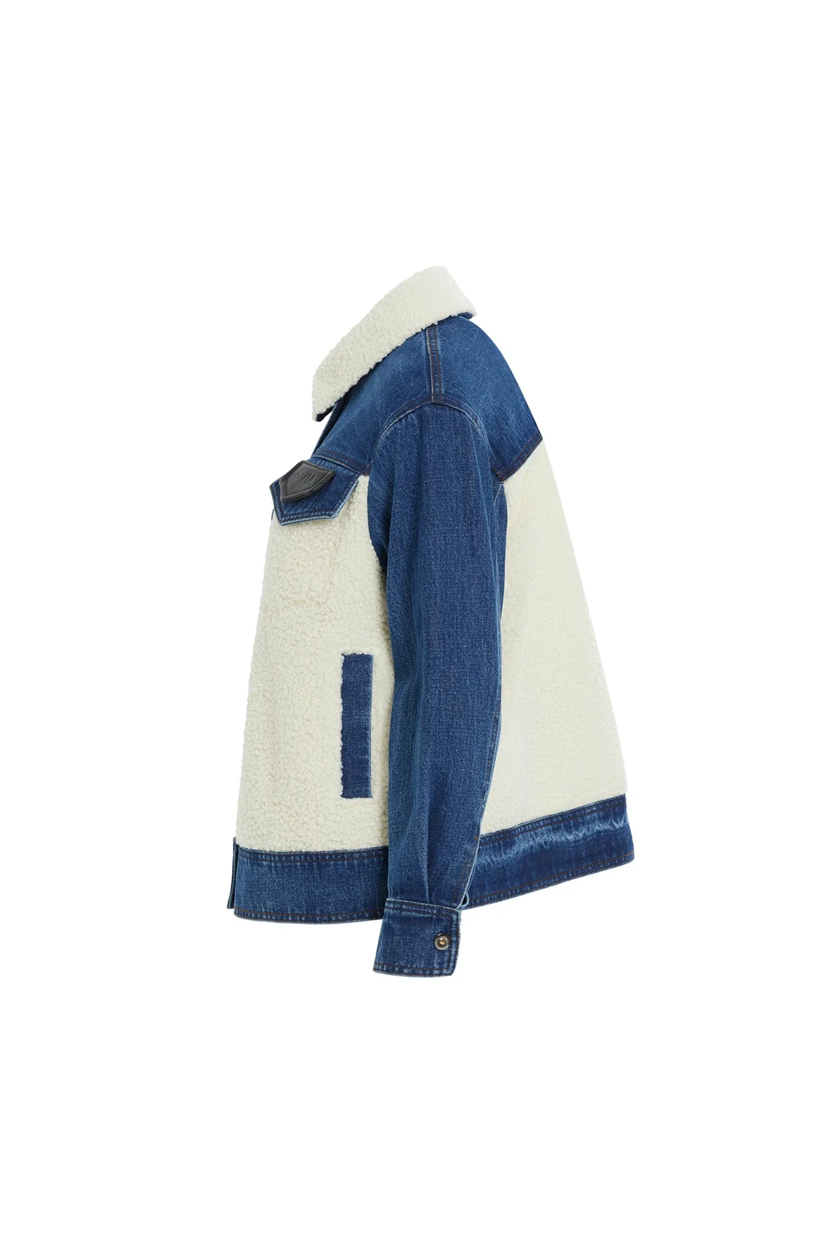 Plush-Detail Denim Jacket - Image 6