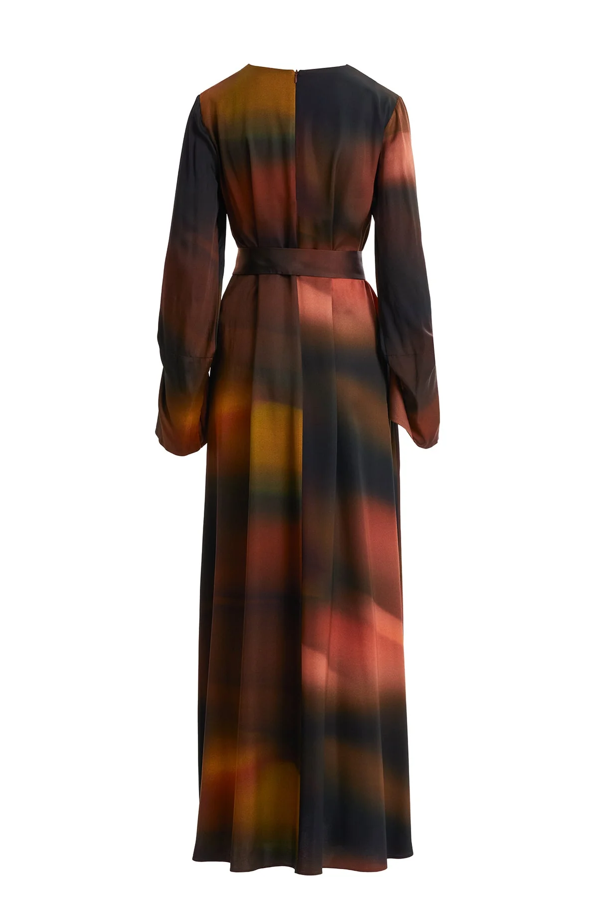 Printed Belted Button-Detail Long Dress - Image 3