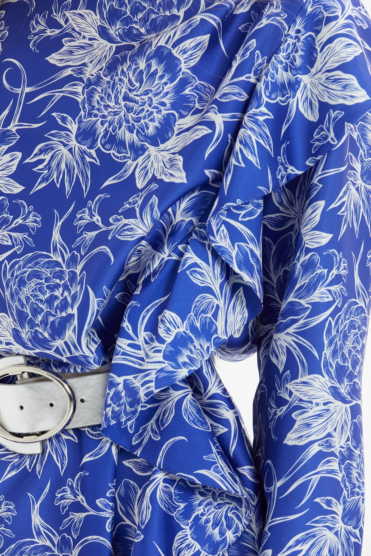 Printed Belted Maxi Dress with Ruffle - Image 3
