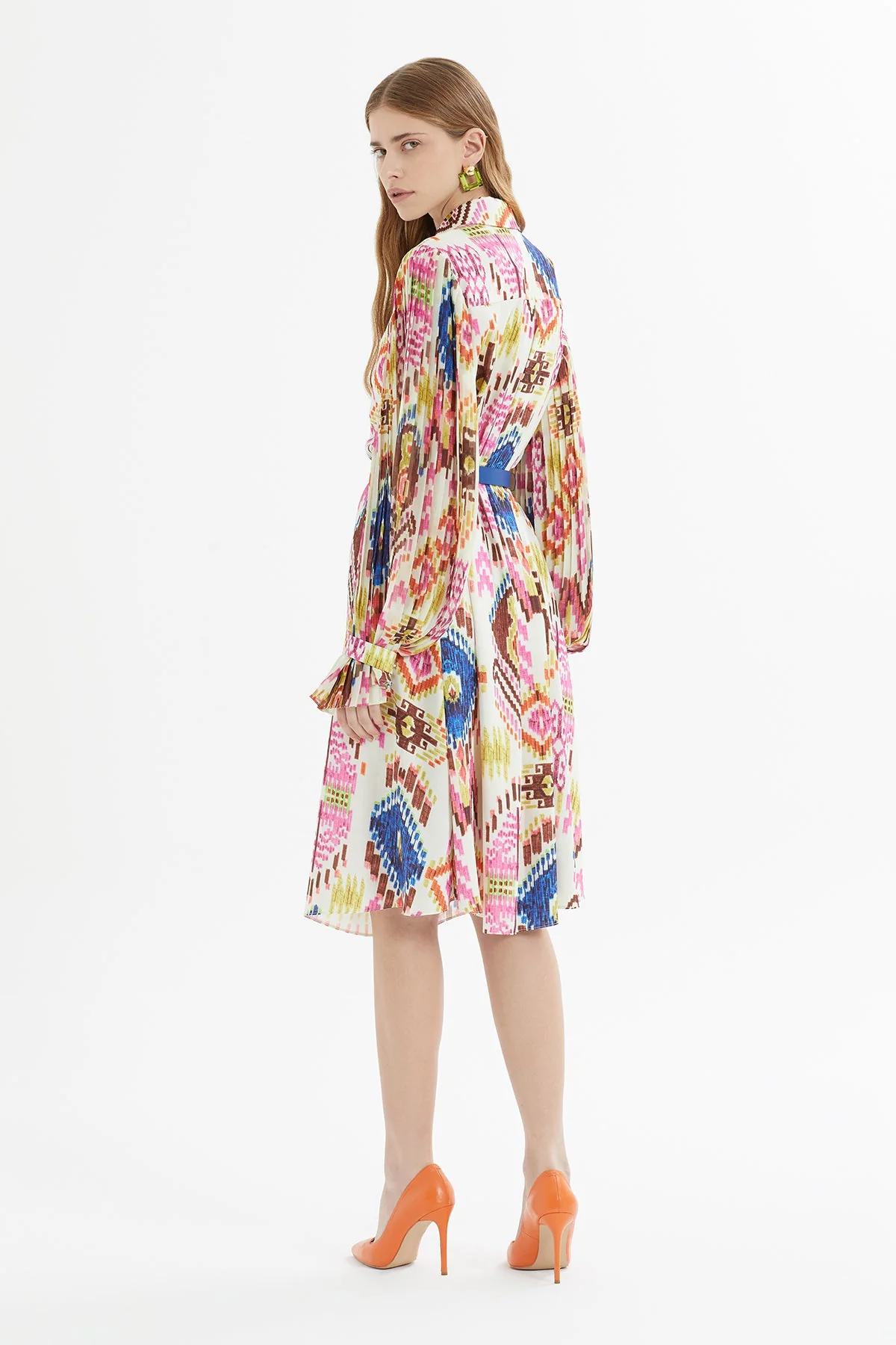 Printed Belted Midi Shirt Dress - Image 5