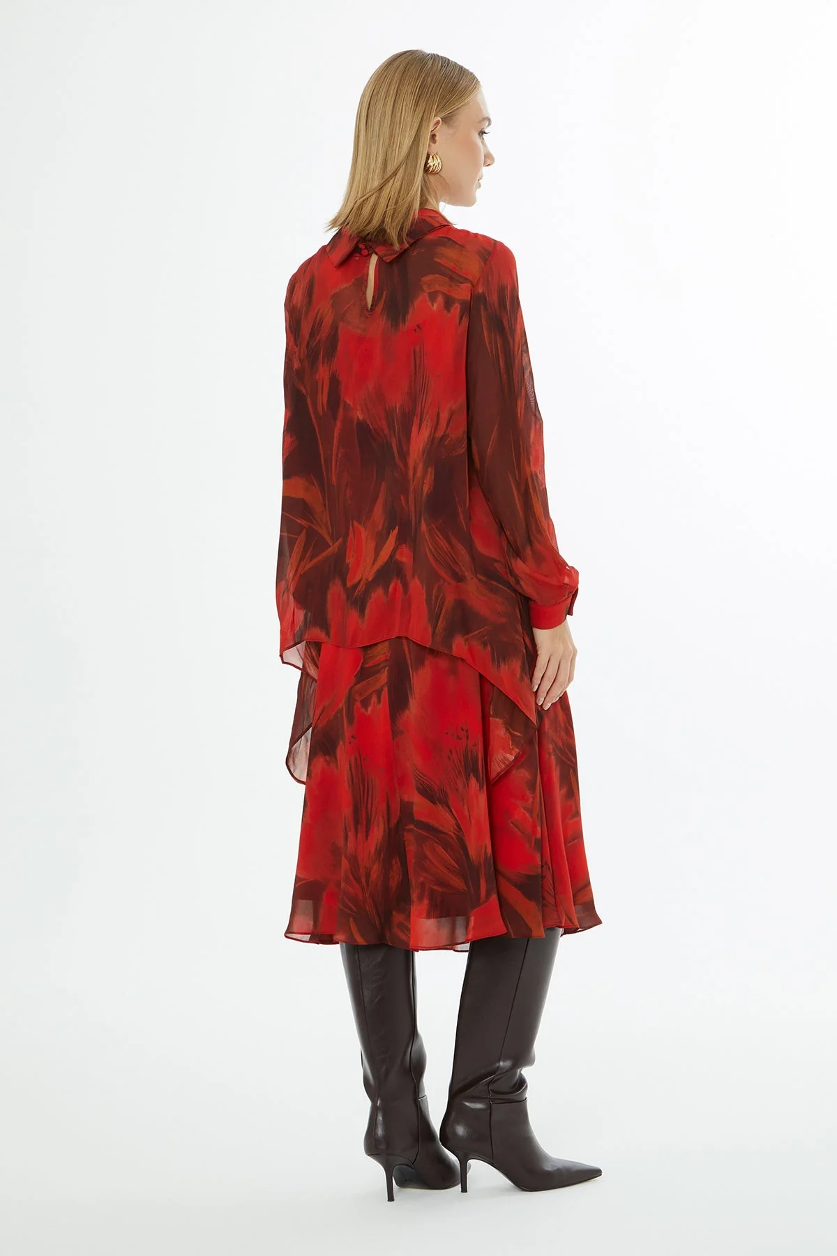 Printed Blouse with Asymmetrical Cut - Image 4