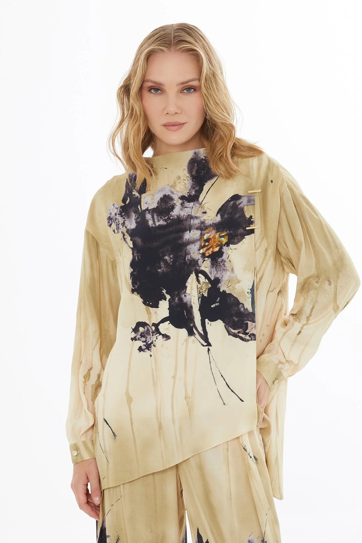 Printed Boat-Neck Blouse - Image 3