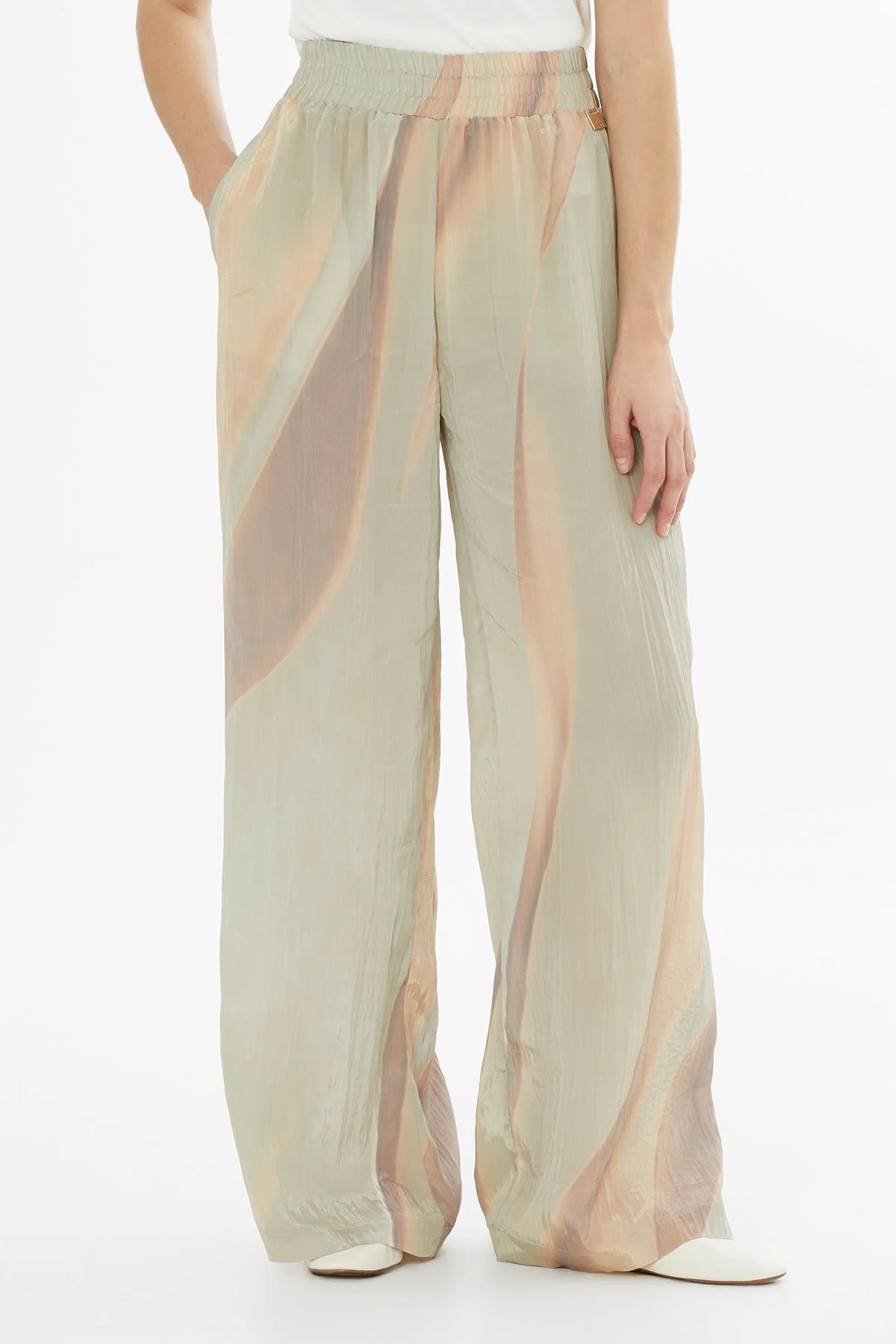 Printed Elastic Waist Trousers - Image 3
