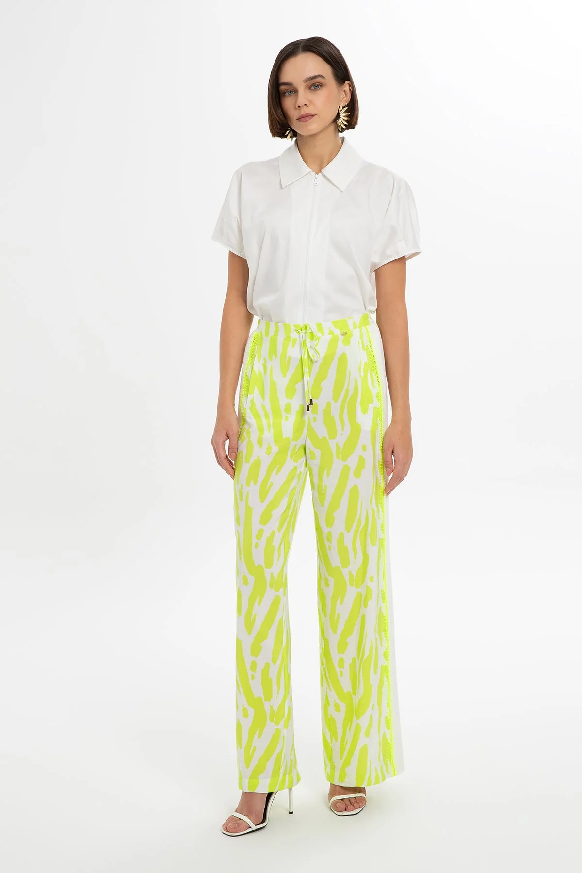 Printed Green Relaxed-Fit Pants