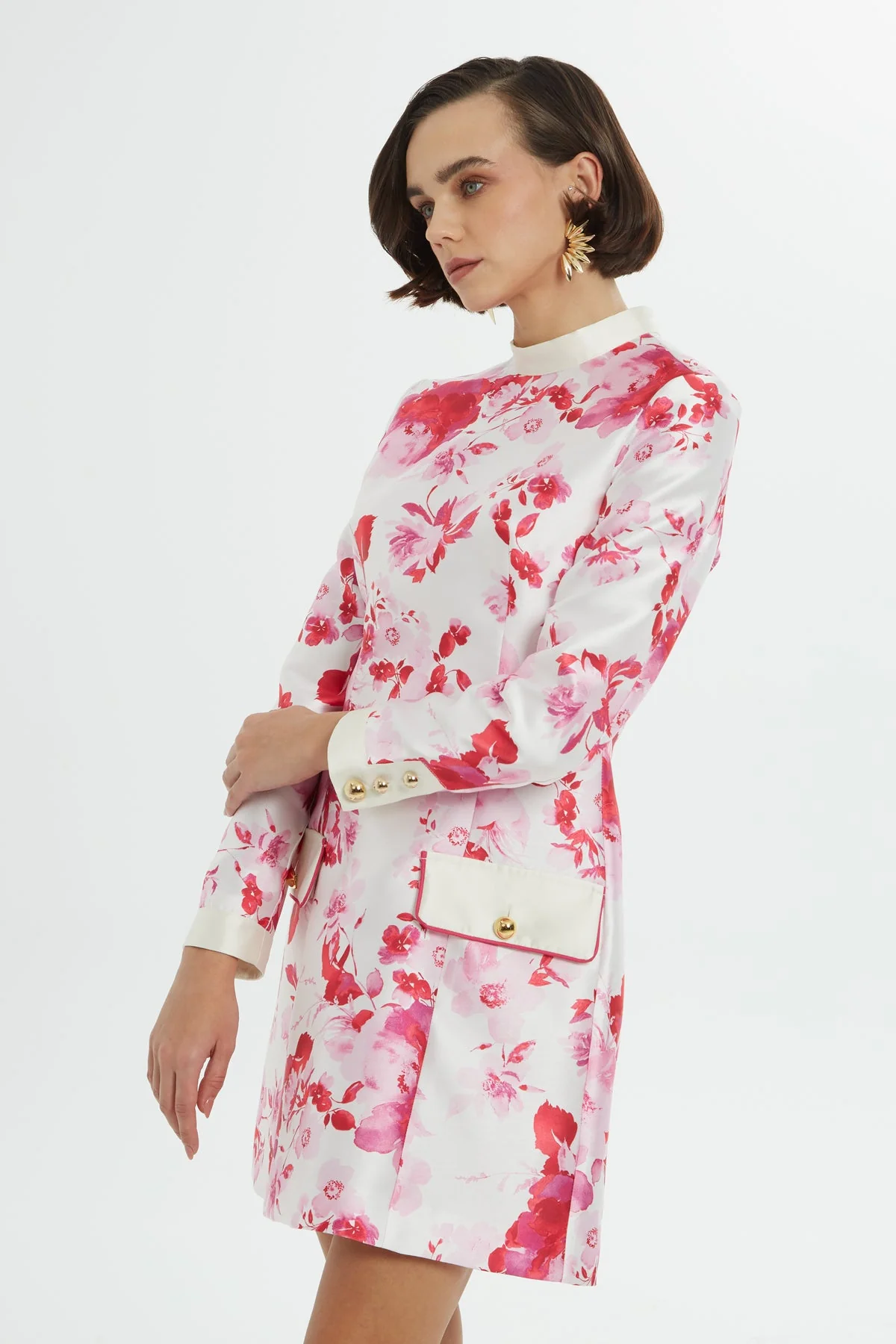 Printed High-Neck Mini Dress - Image 3