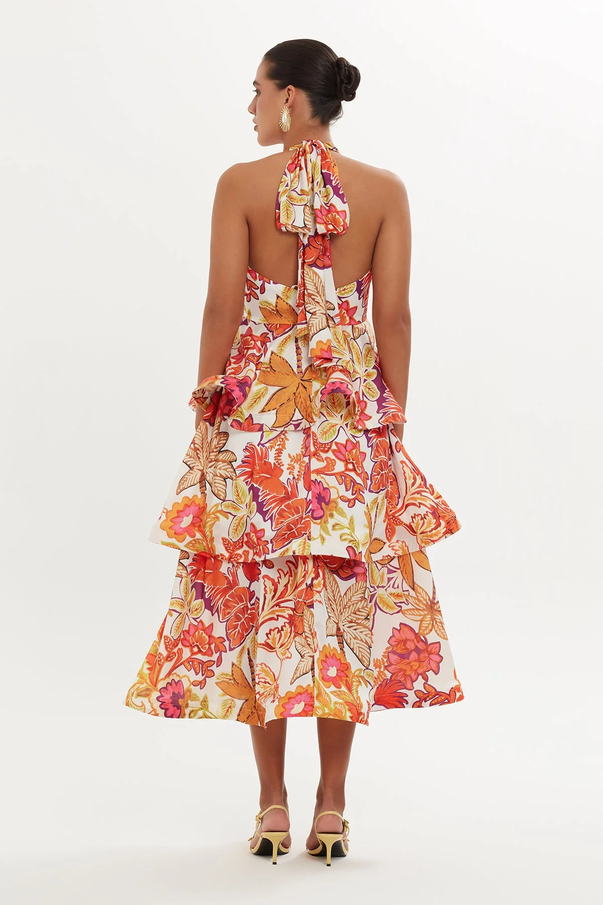 Printed Layered Ruffle Midi Dress - Image 4