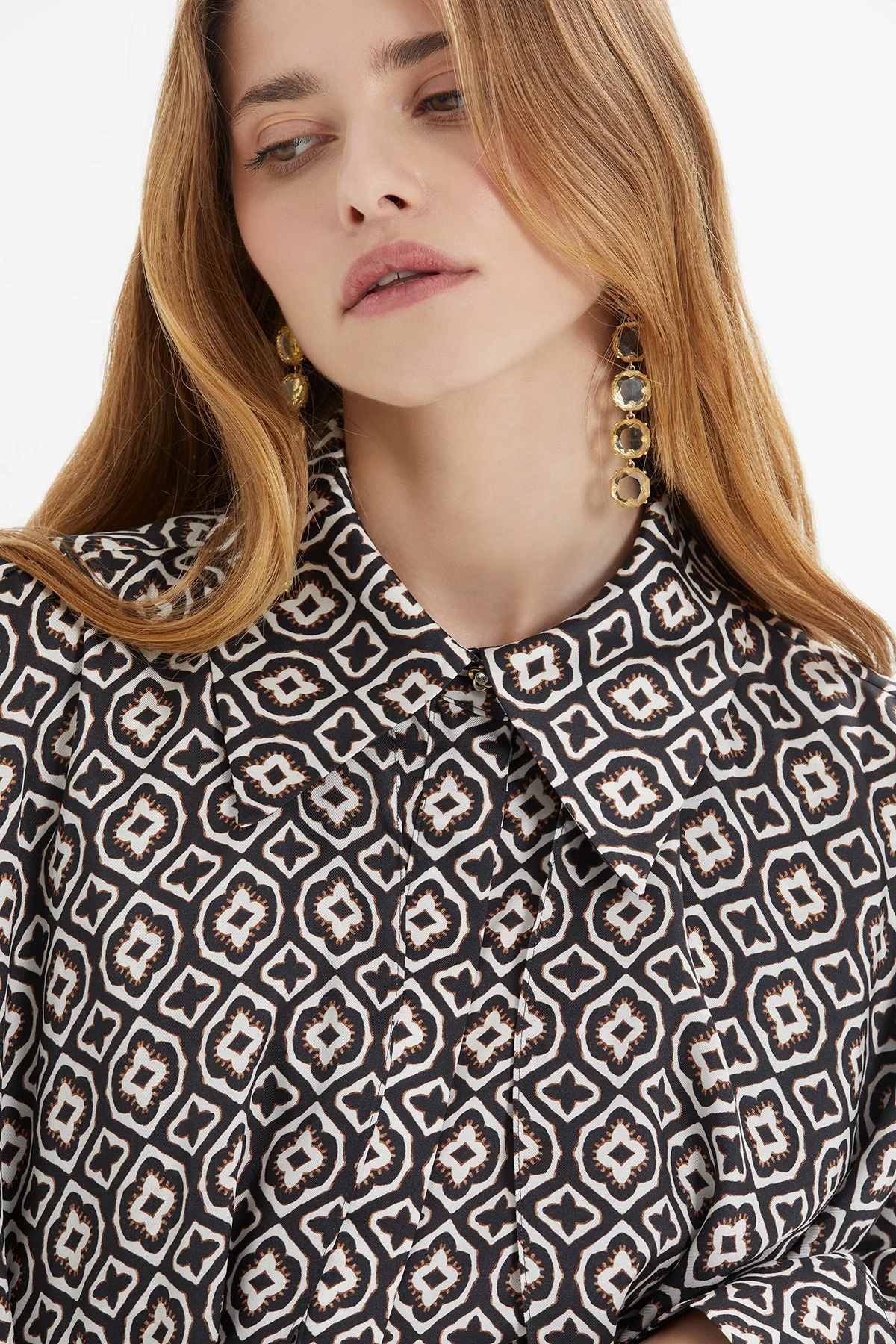 Printed Long Brown Dress - Image 3