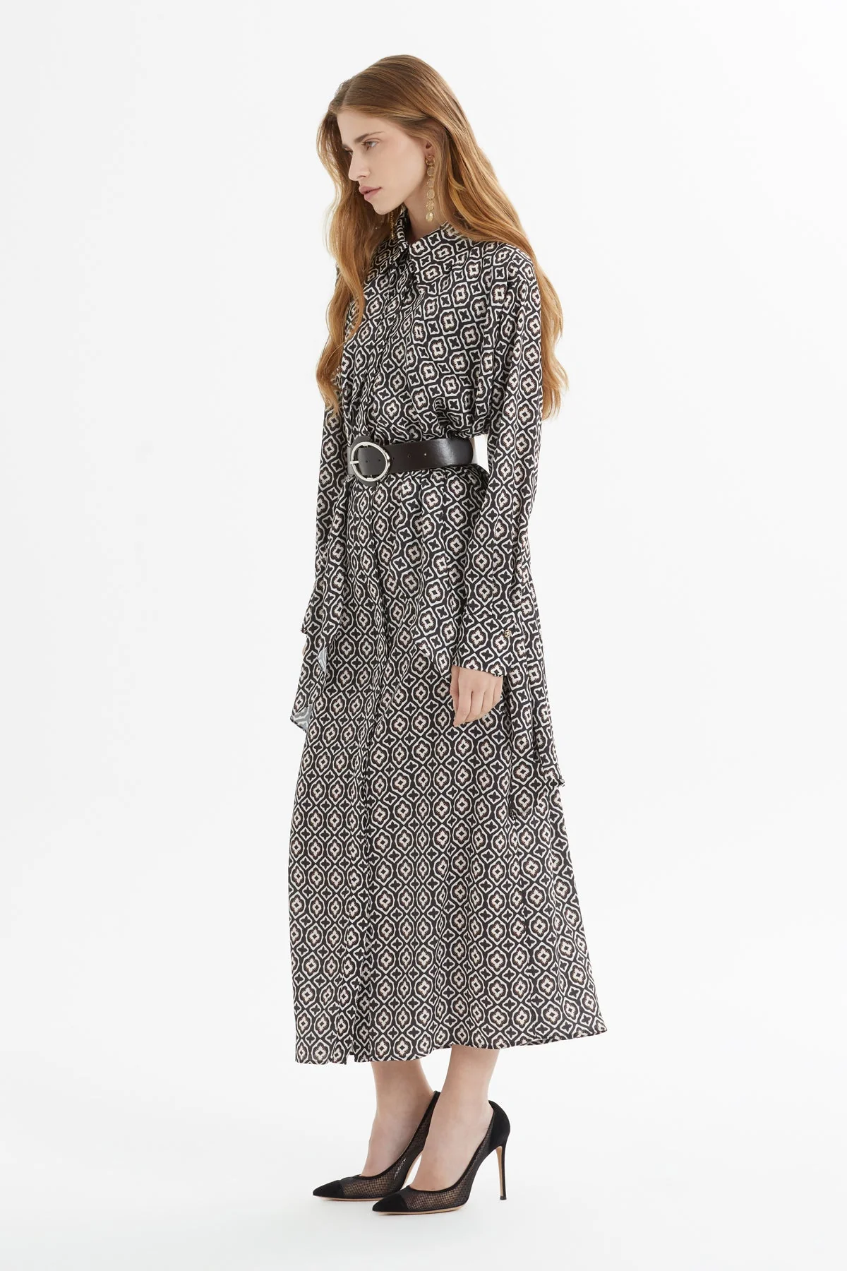 Printed Long Brown Dress - Image 5