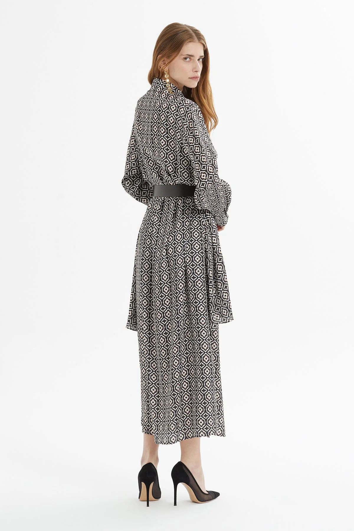 Printed Long Brown Dress - Image 6
