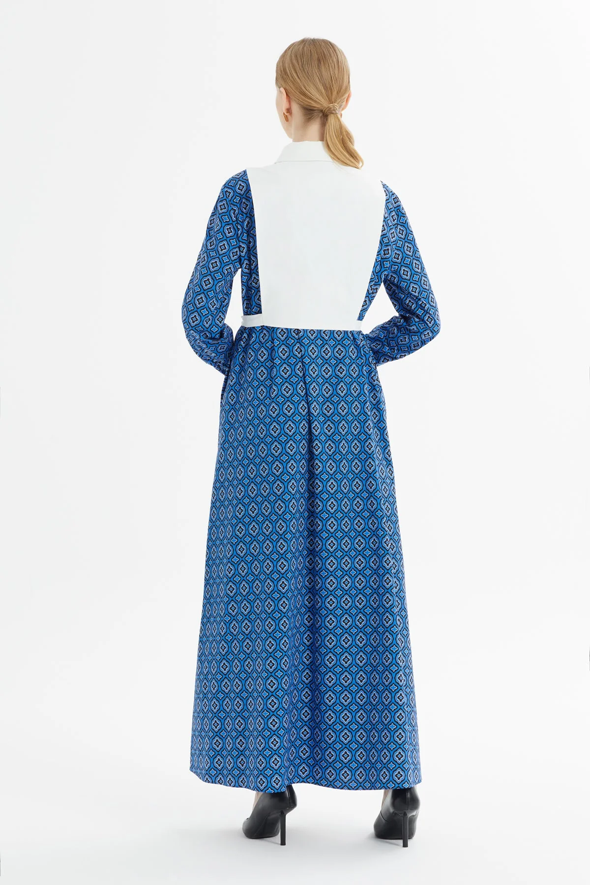 Printed Long Dress with Bow-Tie - Image 5