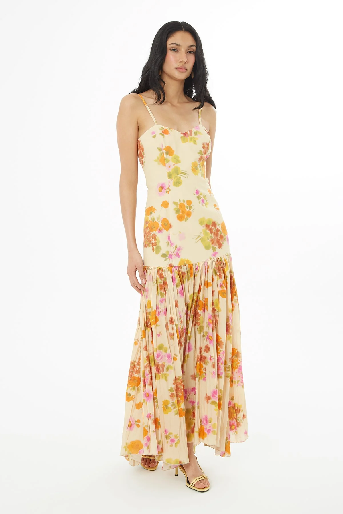 Printed Long Dress with Pleated Skirt - Image 2