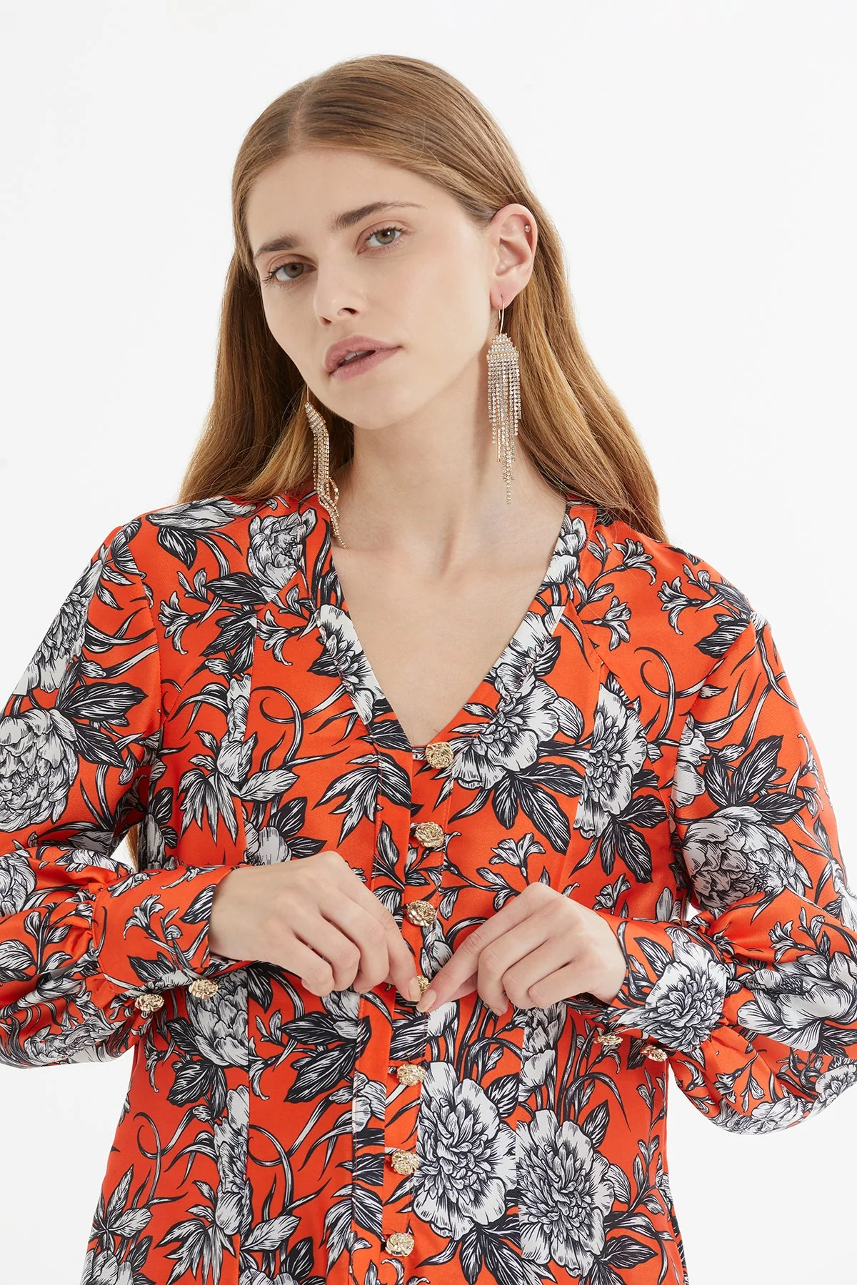 Printed Long Flared Dress - Image 2