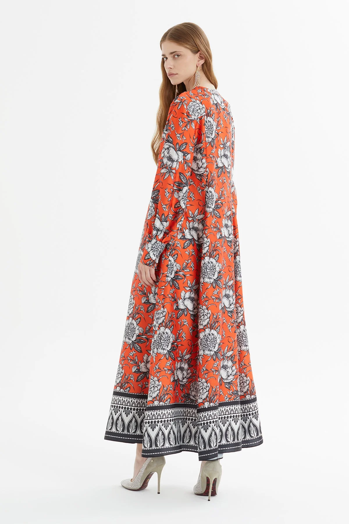 Printed Long Flared Dress - Image 5