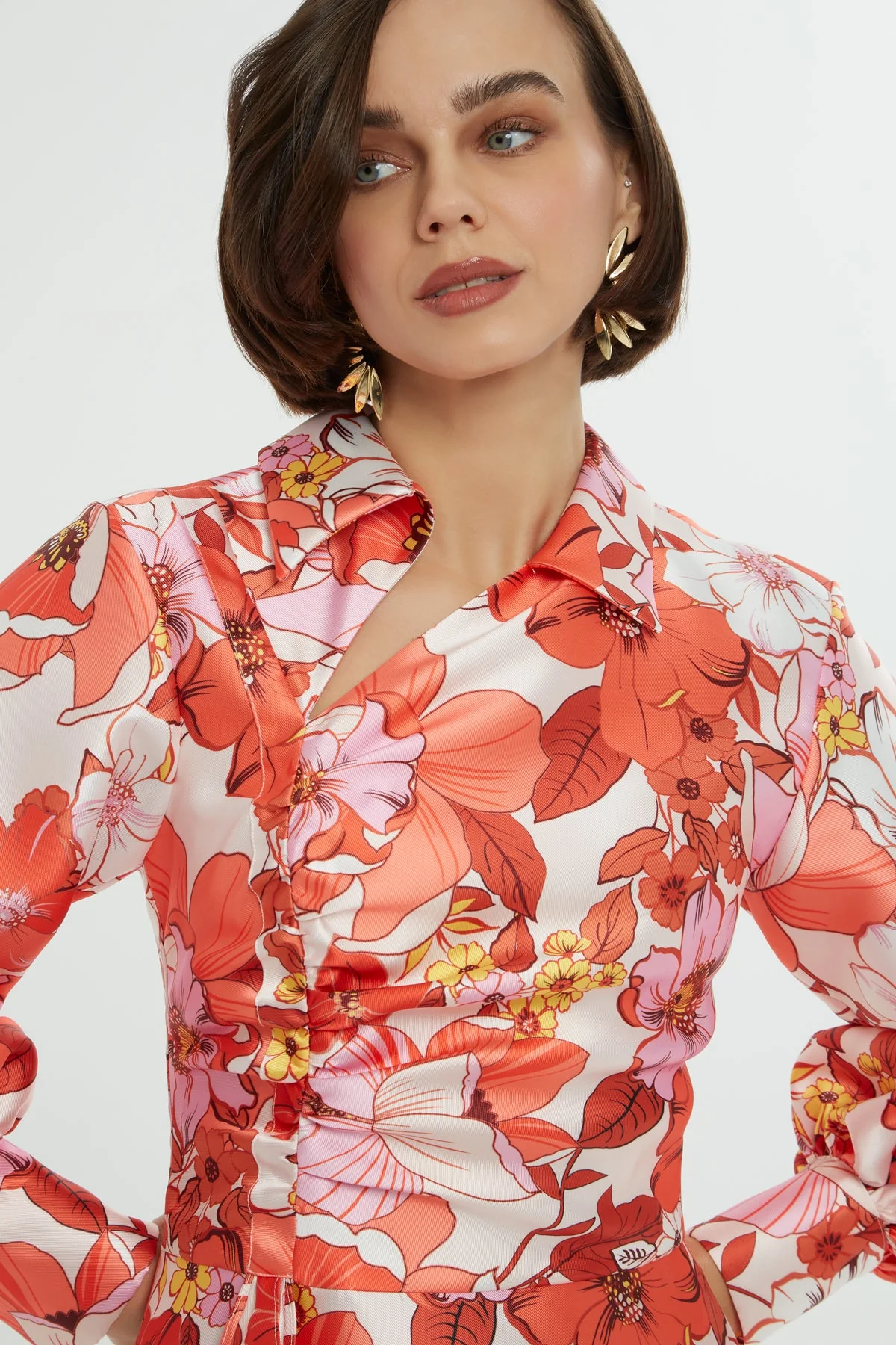 Printed Long-Sleeve Midi Dress - Image 2