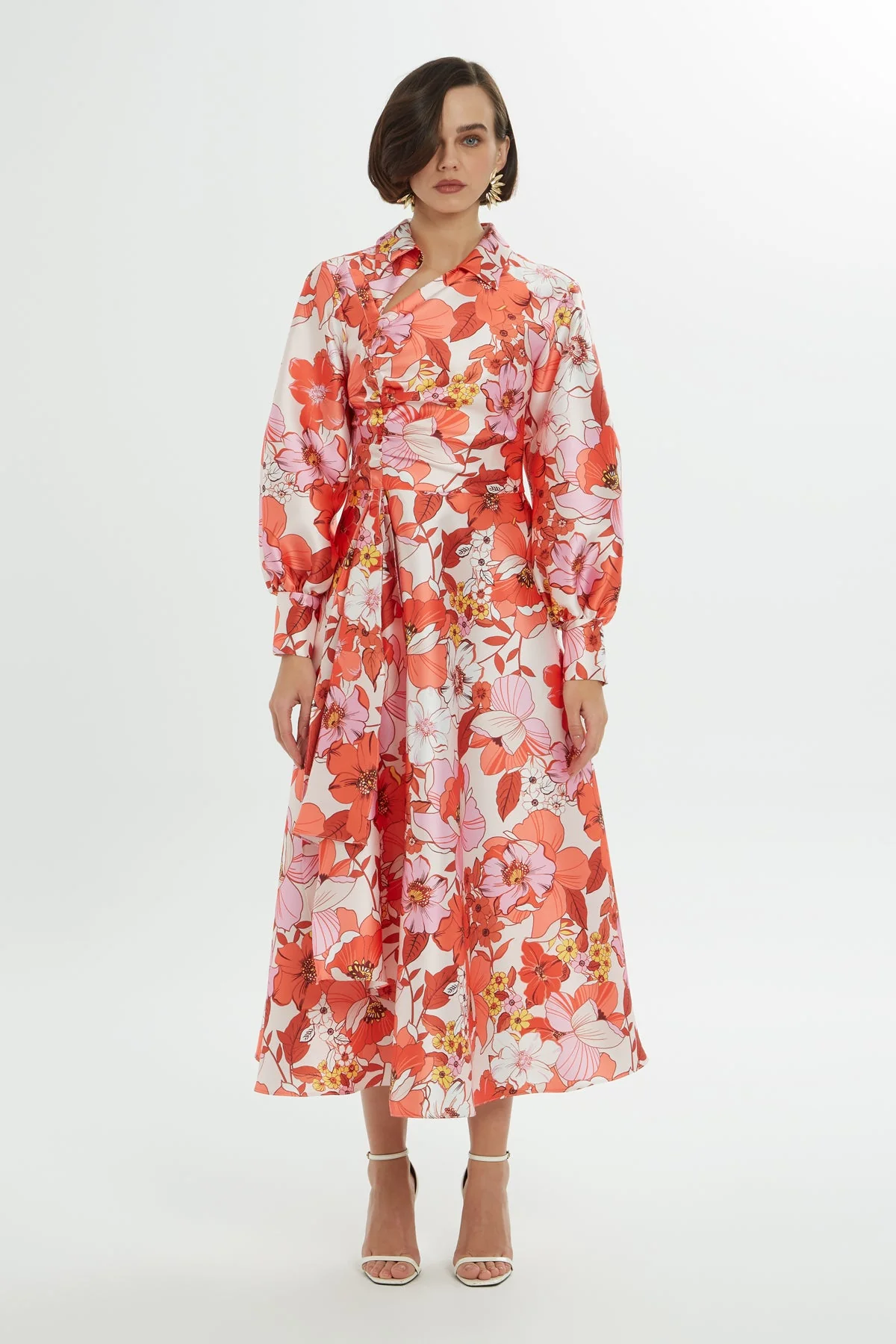 Printed Long-Sleeve Midi Dress - Image 3